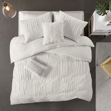 Urban Habitat Paloma Cotton Duvet Cover Set - Ivory - King Size / Cal King Size