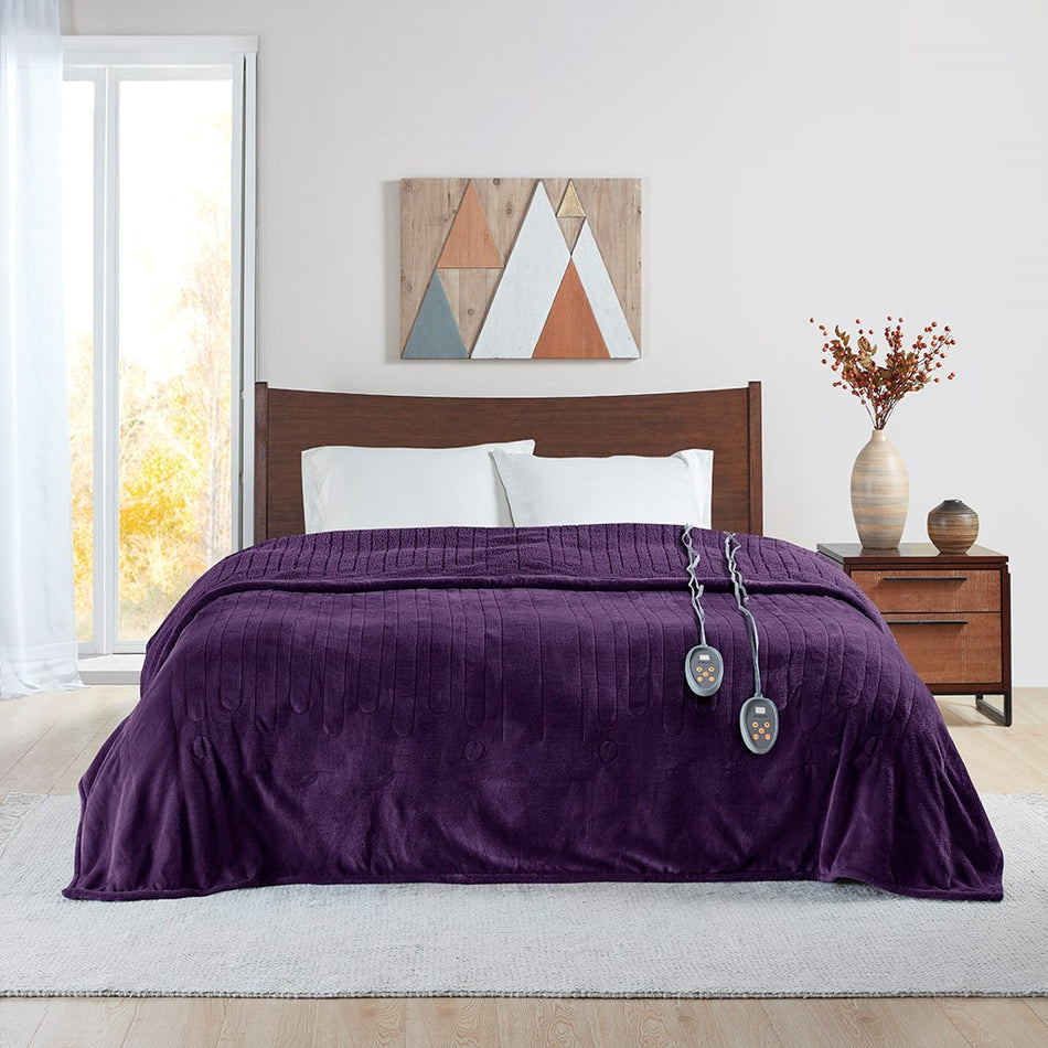 Beautyrest Heated Microlight to Berber Blanket - Purple - King Size