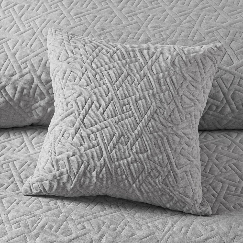 N Natori Origami Knit Quilted Top Decorative Square Pillow 18x18" - Grey - 18x18"