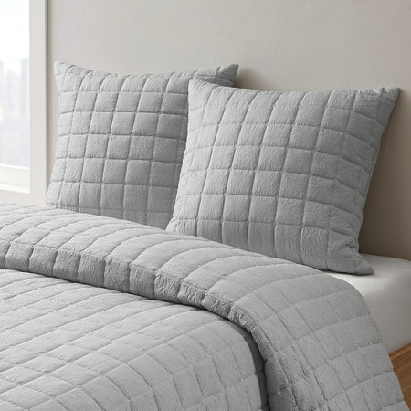 N Natori Cocoon Quilt Top Euro Sham - Grey - Euro Sham