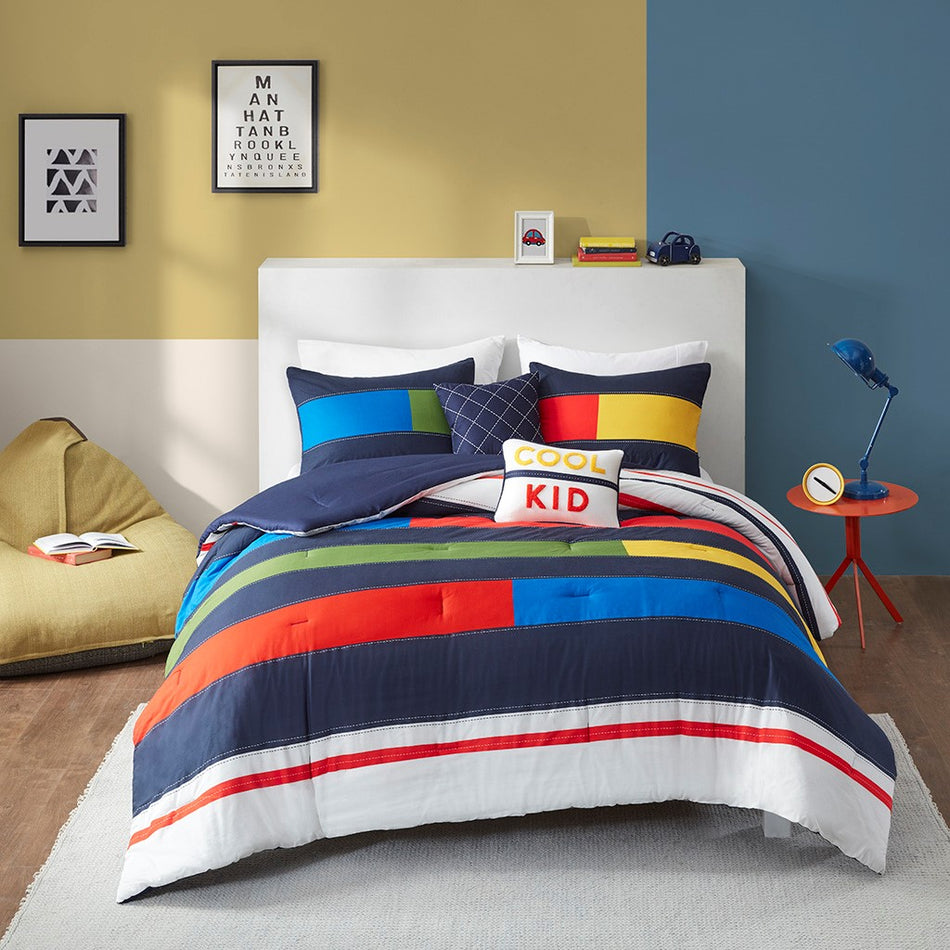 Urban Habitat Kids Morris Stripe Printed Comforter Set - Multicolor  - Full Size / Queen Size Shop Online & Save - ExpressHomeDirect.com
