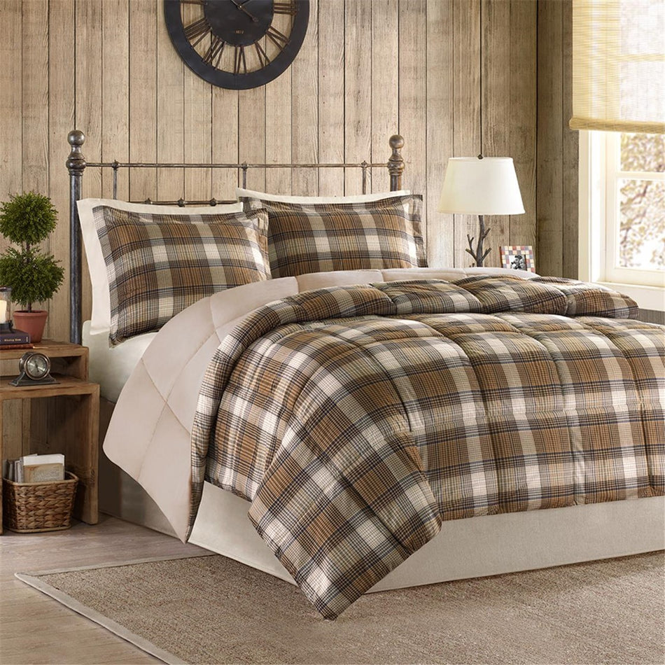 Woolrich Lumberjack Classic Quilting Soft and Cozy Microfiber Solid Reverse Down Alternative Comforter Set - Multicolor - Twin Size