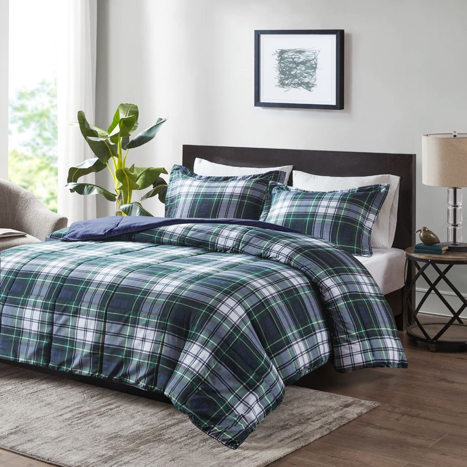 Parkston 3M Scotchgard Down Alternative All Season Comforter Set - Navy - Twin Size / Twin XL Size