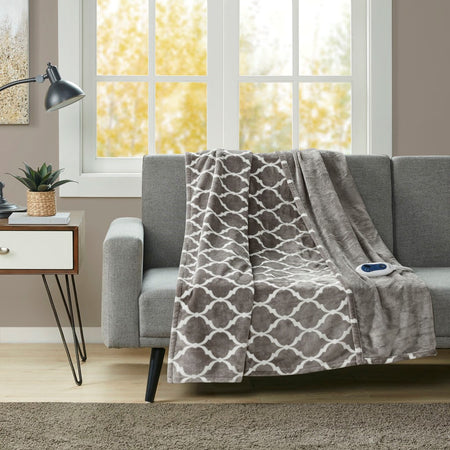 Beautyrest Heated Ogee Throw - Grey - 60x70"