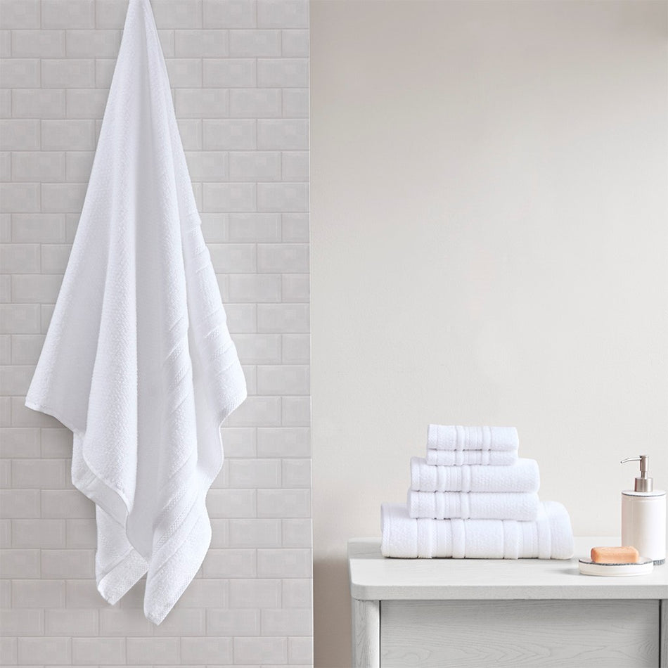 Adrien Super Soft Quick Dry 6 Piece Cotton Towel Set - White