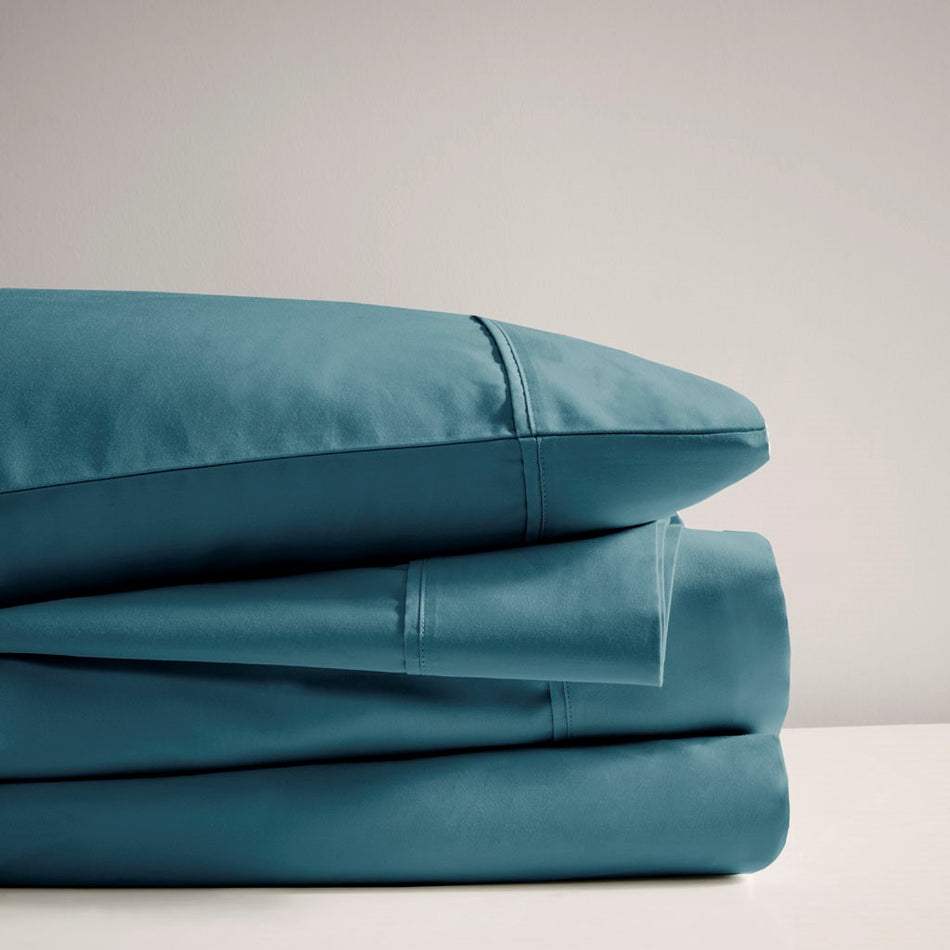 600 Thread Count Cooling Cotton Blend 4 PC Sheet Set - Teal - Cal King Size