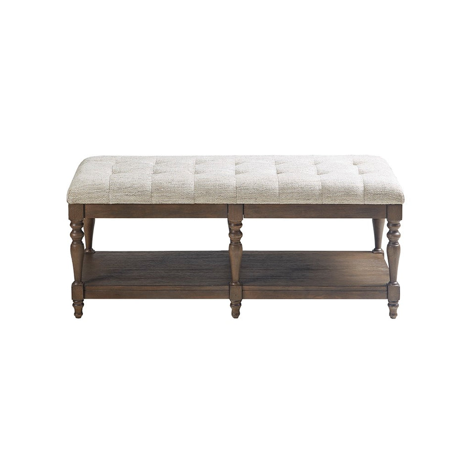 Highland Tufted Accent Bench with Shelf - Ivory