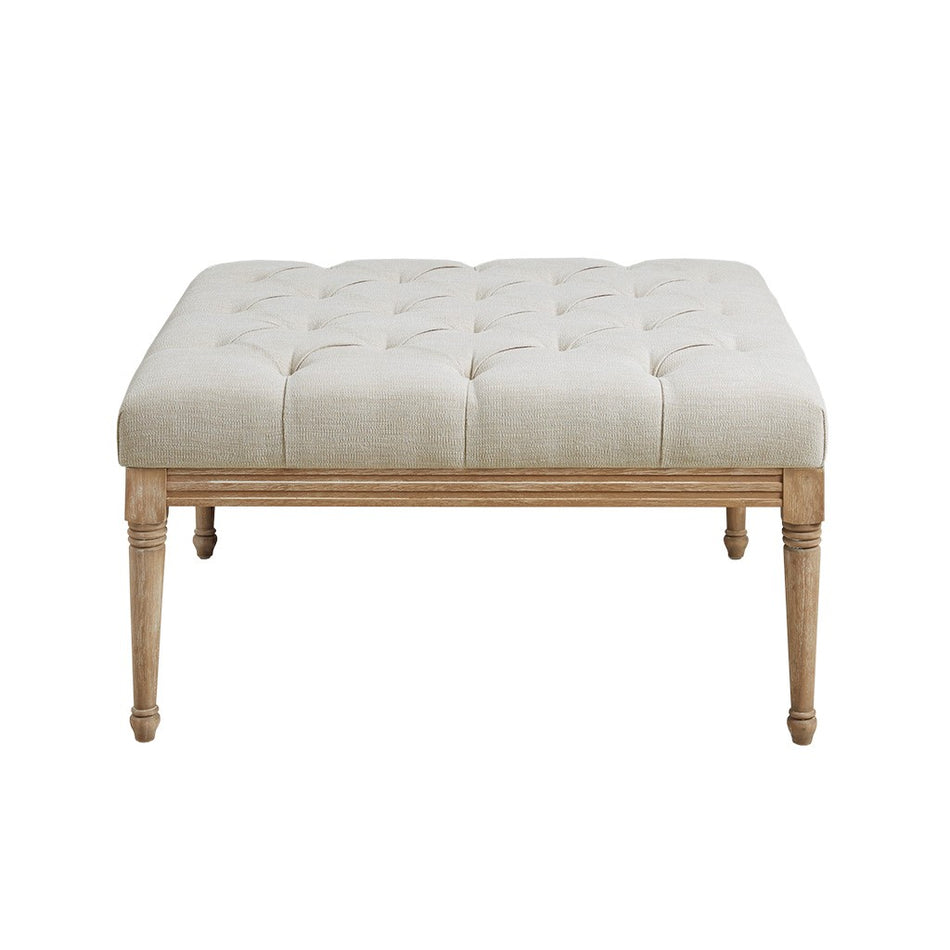 Bonnieville Upholstered Button Tufted Accent Ottoman - Light Tan