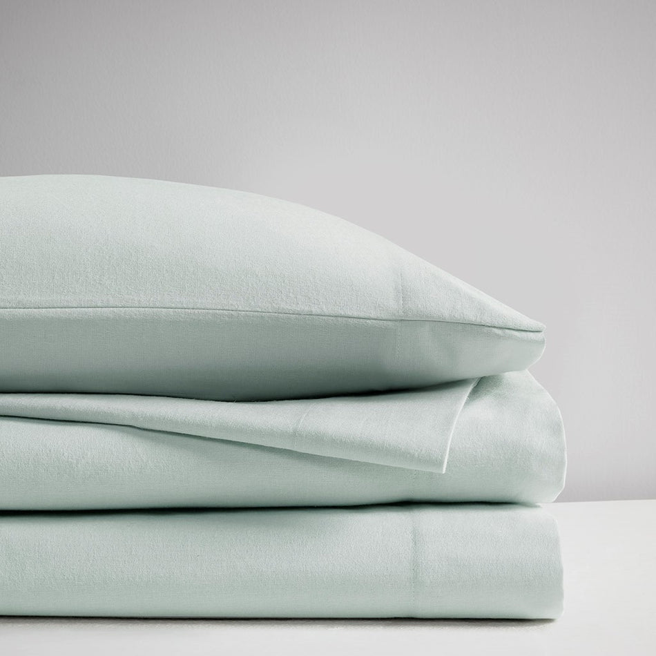 Oversized Cotton Flannel 4 Piece Sheet Set - Seafoam Solid - Queen Size