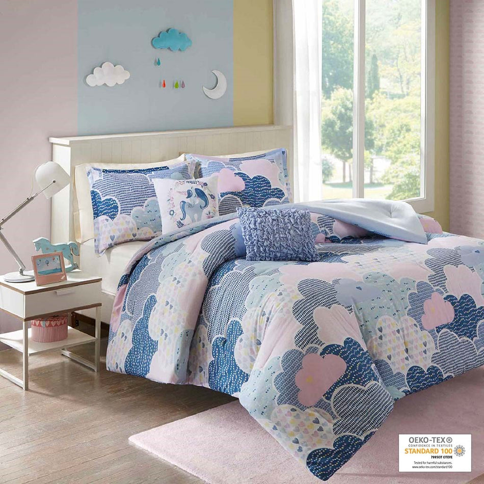 Urban Habitat Kids Cloud Cotton Printed Comforter Set - Blue - Full Size / Queen Size