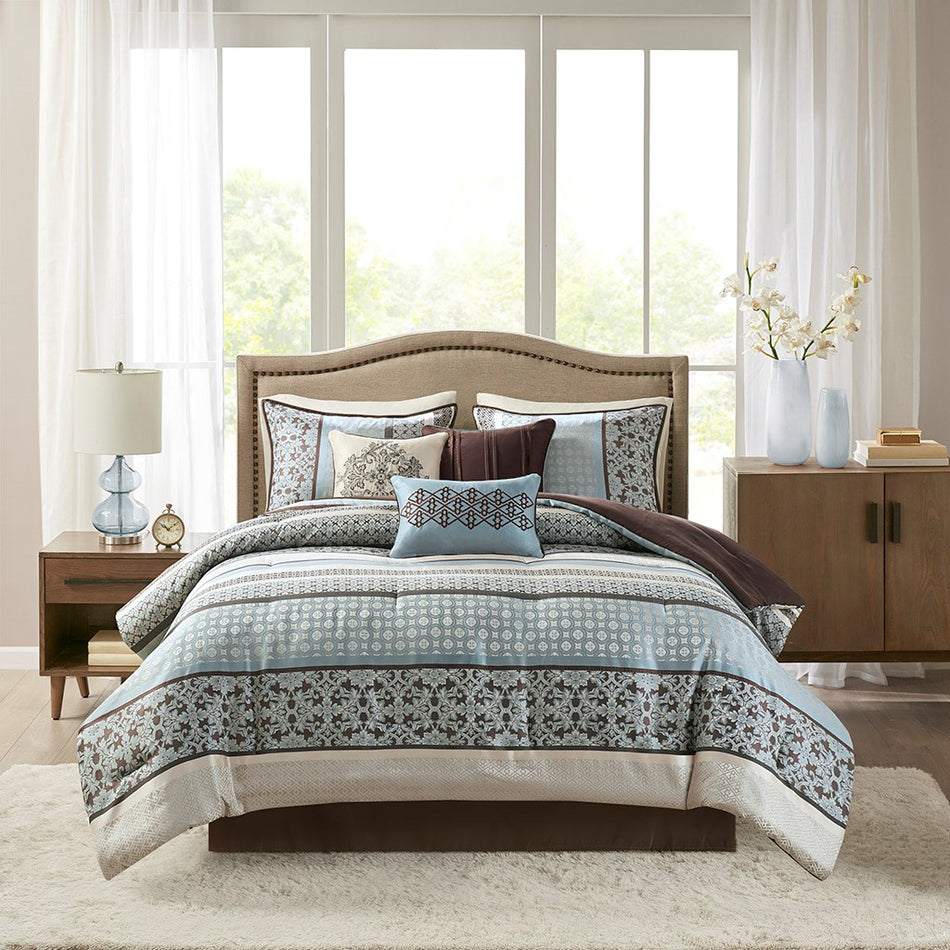 Princeton 7 Piece Comforter Set - Blue - King Size