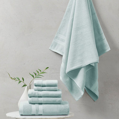 Beautyrest Plume 100% Cotton Feather Touch Antimicrobial Towel 6 Piece Set - Seafoam 