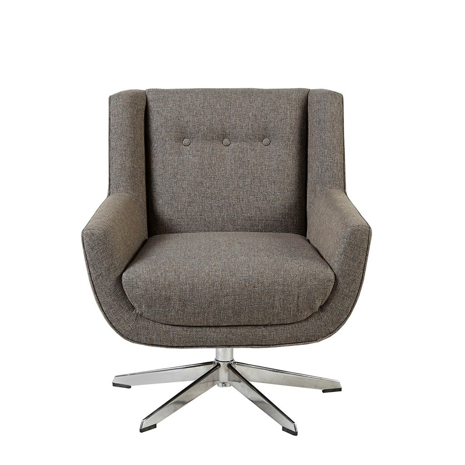 Nina Swivel Lounge Chair, Star Based Swivel - Brown Multi