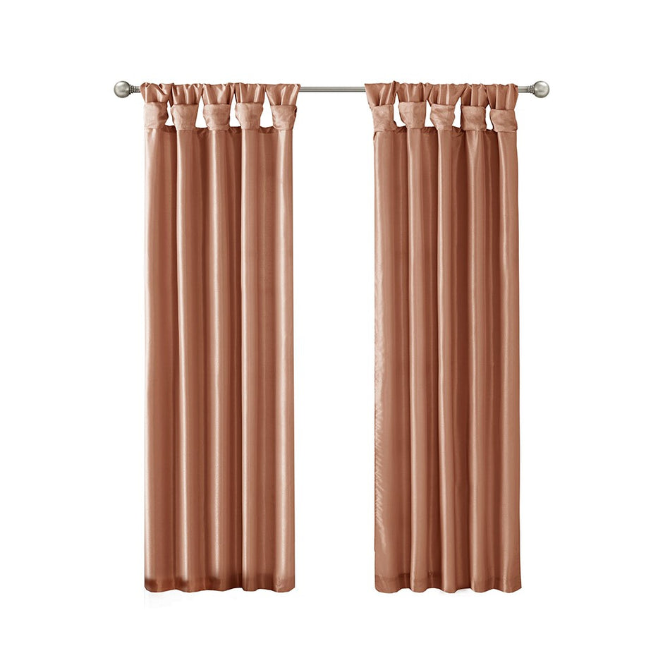 Emilia Twist Tab Lined Window Curtain - Spice - 50x120"