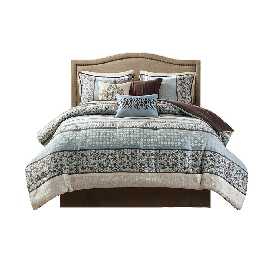 Princeton 7 Piece Comforter Set - Blue - Cal King Size