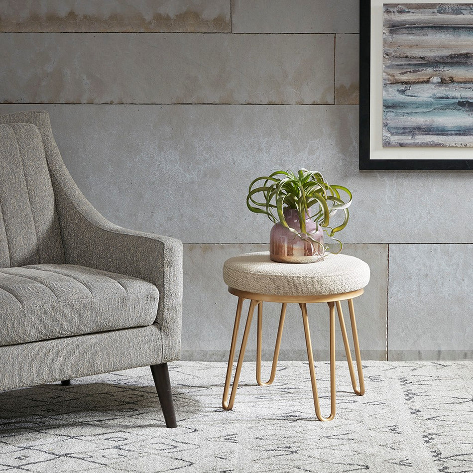 INK+IVY Beverly Round stool - Tan / Gold 
