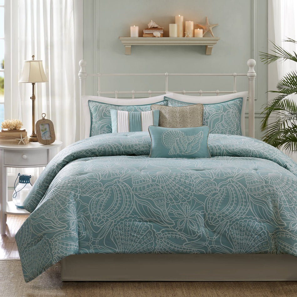 Carmel 7 Piece Comforter Set - Blue - King Size