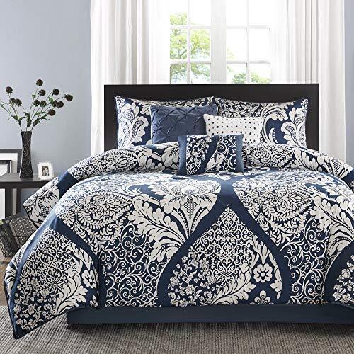 Vienna 7 Piece Cotton Printed Comforter Set - Indigo - King Size